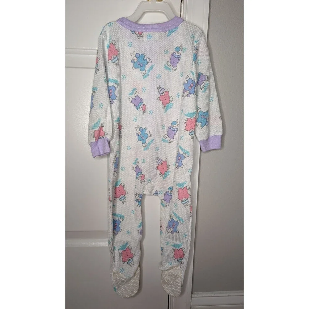NWOT Vintage Baby Kids 80s-90s Playskool Footie Pajamas Layette Baby Bunnies 12M